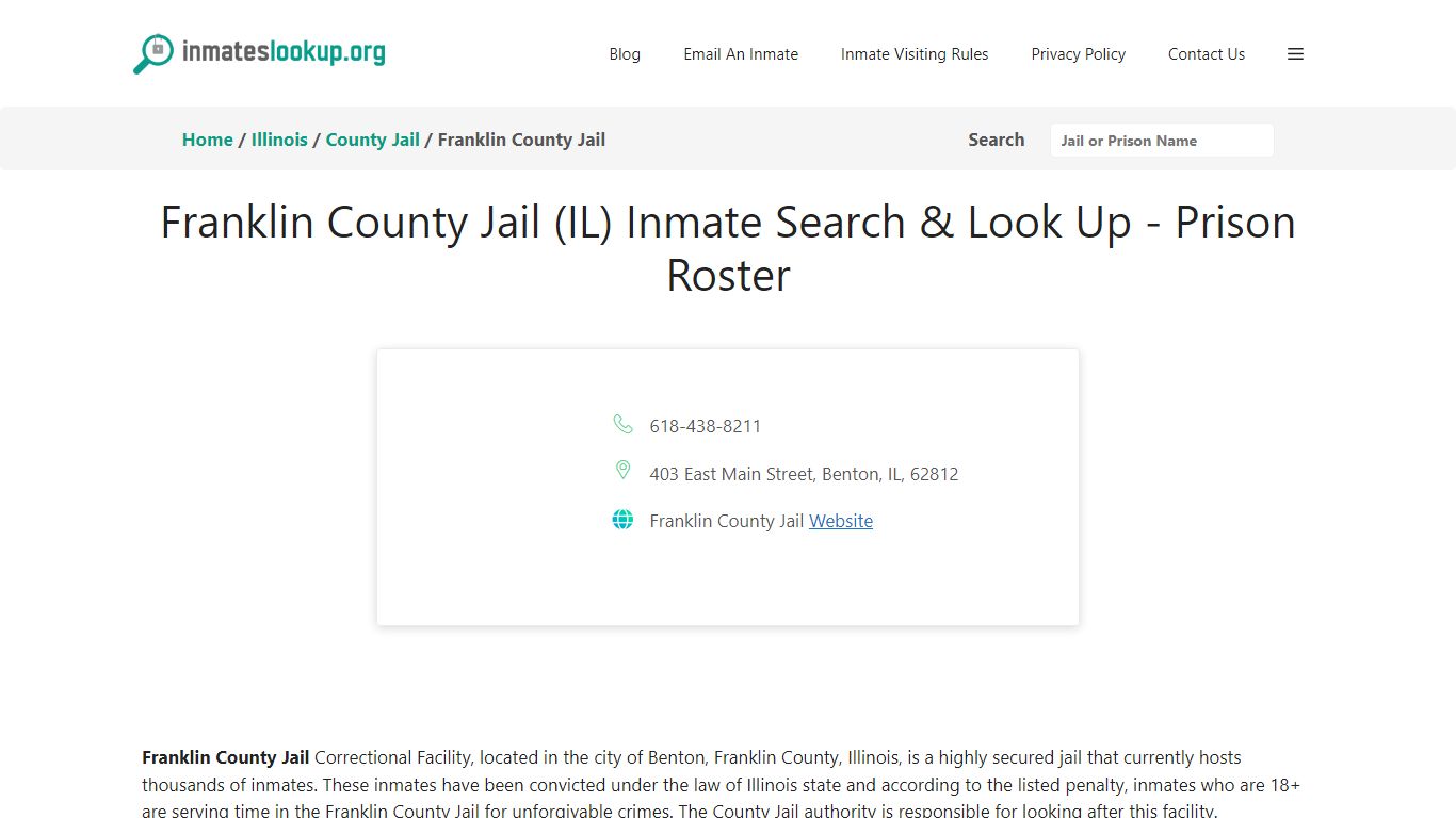 Franklin County Jail (IL) Inmate Search & Look Up - Prison Roster